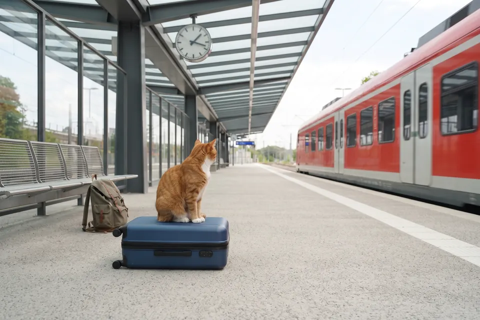 Der Zug fährt ab.