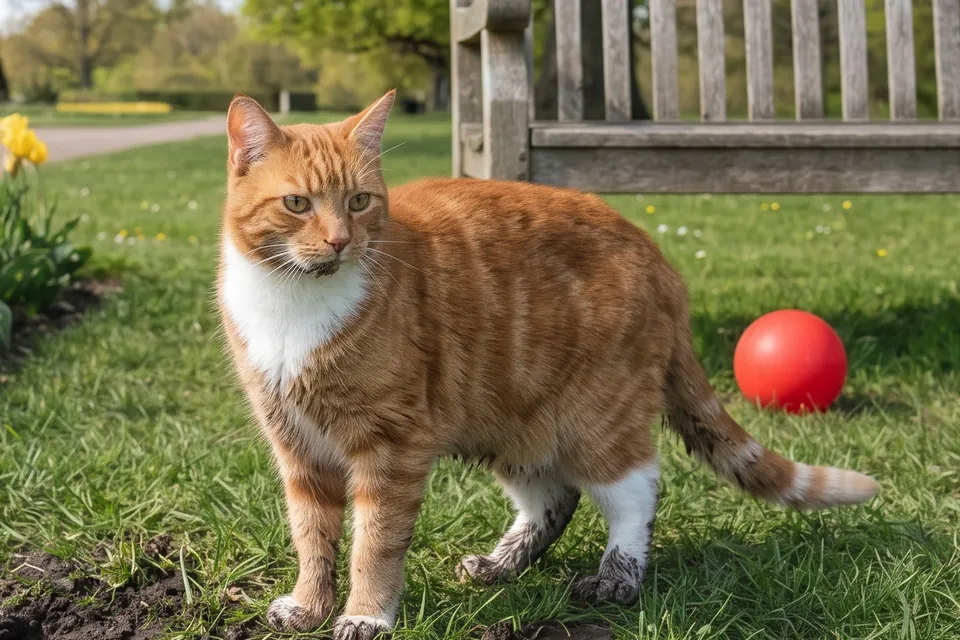 Die Katze sieht aus, als wäre sie durch einen Sumpf gelaufen.