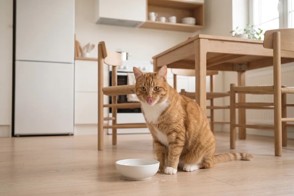 Die Katze hat die Milch getrunken.