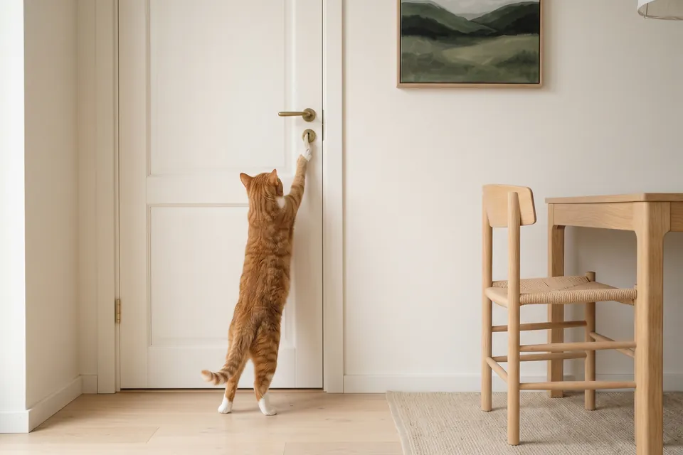Die Katze konnte die Tür nicht öffnen.
