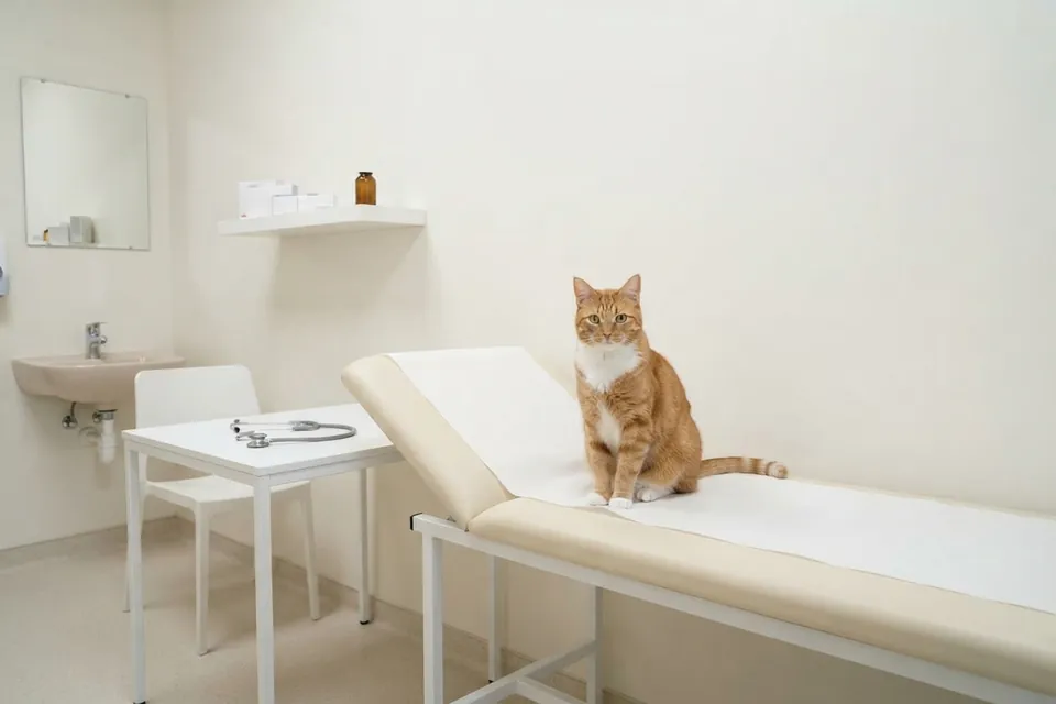 Die Katze ist beim Tierarzt.