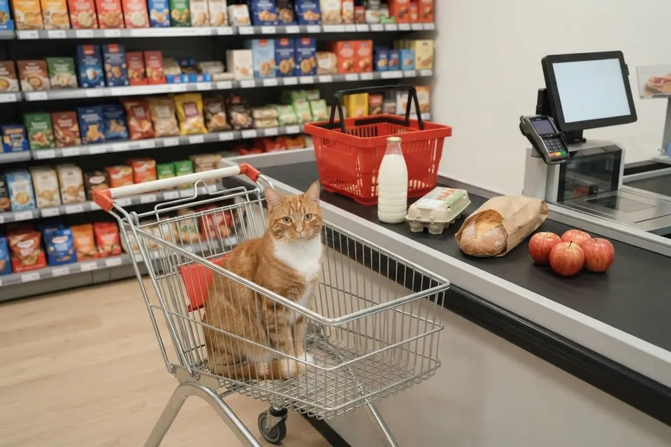 Wer sitzt im Einkaufswagen?