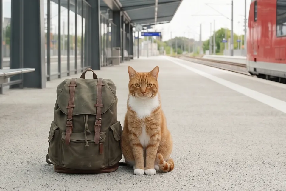 Die Katze ist so groß wie der Rucksack.