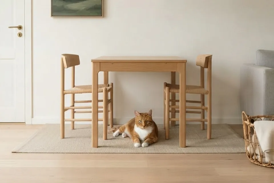 Liegt die Katze unter dem Tisch?