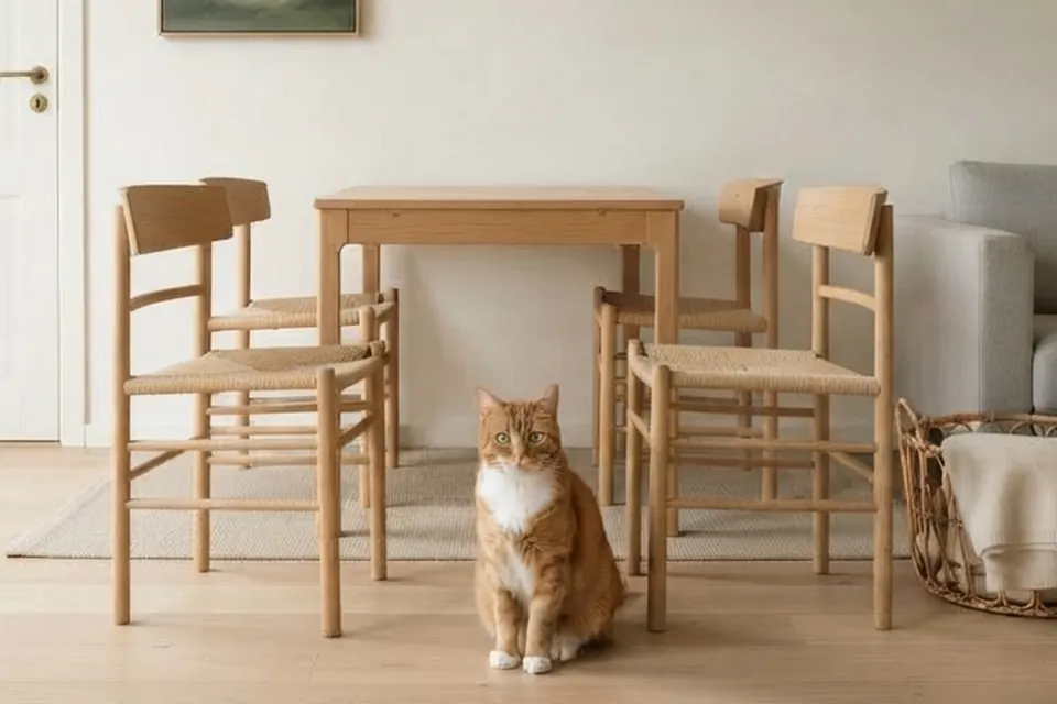 Die Katze sitzt zwischen zwei Stühlen.