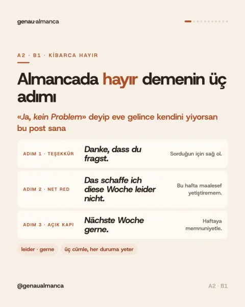 Almancada hayır demenin üç adımı
